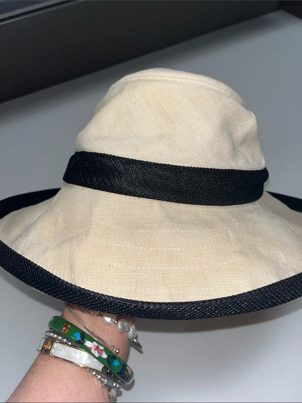 Tilley Hemp Beige Wide-Brim Sun Hat with Black Trim Model TH4